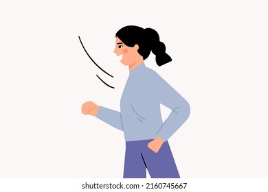 smiling woman enjoying running, daily exercise concept