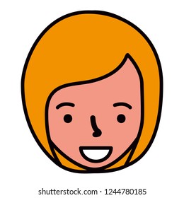 smiling woman face cartoon white background
