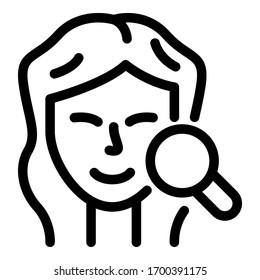 Smiling woman face icon. Outline smiling woman face vector icon for web design isolated on white background