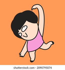 Smiling Woman With Funny Pose Pointing Fingers On Herself. Self Love Concept Card Character illustration