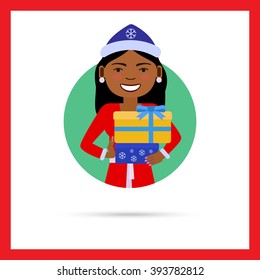 Smiling woman with gift boxes