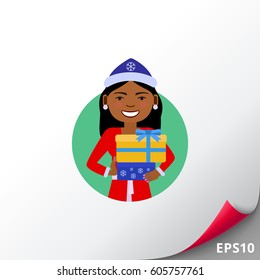 Smiling woman with gift boxes