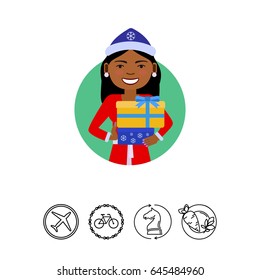 Smiling woman with gift boxes