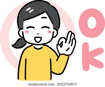 Smiling woman giving an OK sign