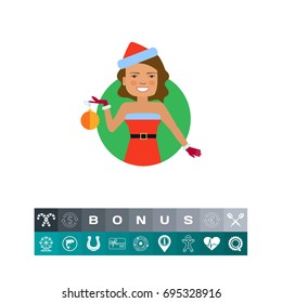 Smiling woman holding Christmas ball