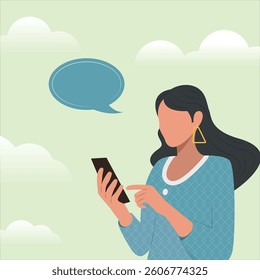  A smiling woman holding a mobile phone, a beauty of modern communication