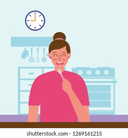 smiling woman in the kitchen