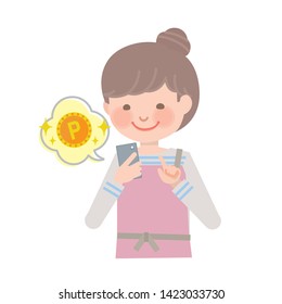 
Smiling woman operating a smartphone