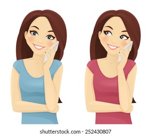 Smiling woman phone talking