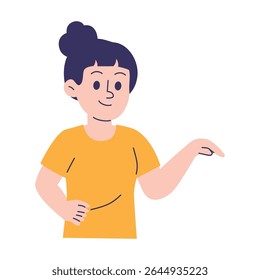 Smiling Woman Pointing Down Illustration