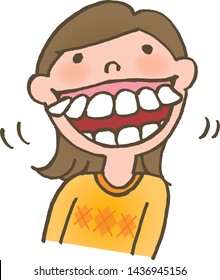 Smiling woman of prominent teeth