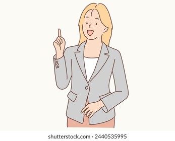Smiling woman showing a good offer Vector illustration.