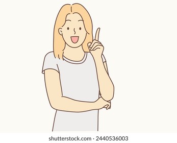 Smiling woman showing a good offer Vector illustration.