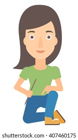 Smiling woman sitting.
