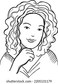 Smiling Woman Sketch. Pretty Person Web Avatar