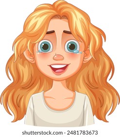 Smiling woman with tears of happiness