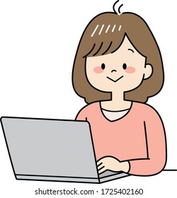 Smiling woman using laptop computer 