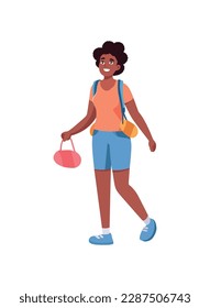 smiling woman walking with handbag icon isolated
