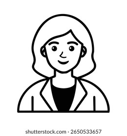 Uma mulher sorridente vestindo um blazer com uma pessoa feminina