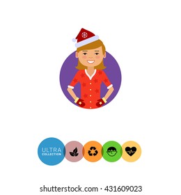 Smiling woman wearing Santa costume