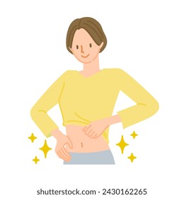 A smiling woman who is happy to have a beautiful stomach