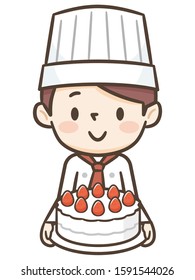 Smiling woman with whole cake