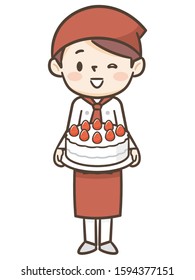 Smiling woman with whole cake
