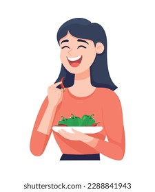 Smiling women cooking fresh vegetarian gourmet meal isolated