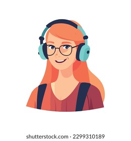 Smiling women listening to headphones over white