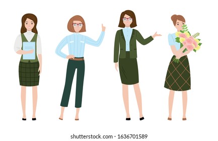 Smiling women managers and administrators at work vector illustration