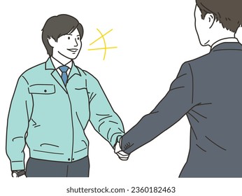 Smiling workers and business partners shaking hands