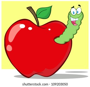 Smiling Worm In Red Apple