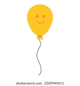 Smiling yellow balloon with a cute face illustration.