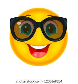 Smiling yellow character in black glasses on a white background.  

                                                          
