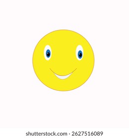 Smiling Yellow Emoji Face with Cute Eyes on Light Background