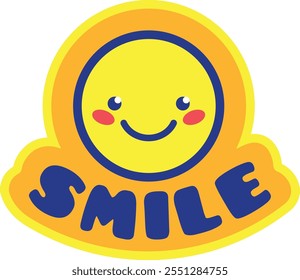 A smiling yellow face with the word smile written below it