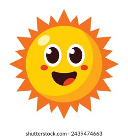 Personaje de mascota de dibujos animados de sol simple amarillo sonriente. ilustración vectorial.