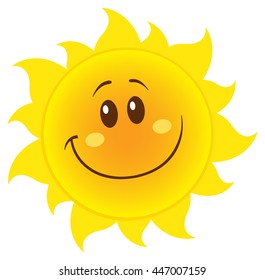 Smiling Yellow Simple Sun Cartoon Mascot Character With Gradient. Vector Illustration Isolated On White Background