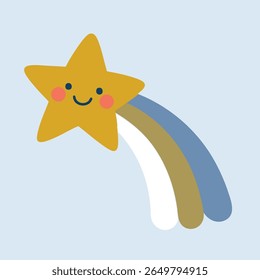 A smiling yellow star with a rainbow coming out of it
