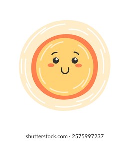 Smiling Yellow Sun with a Cheerful Face