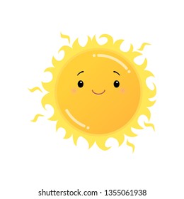 Smiling Yellow Sun Emoji Sticker Isolated Stock Vector (royalty Free 