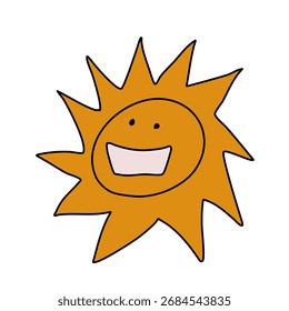 Sonriente Vector de sol amarillo de dibujos animados
