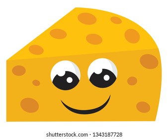 Smiling yellow swiss cheese vector illustration on white background 