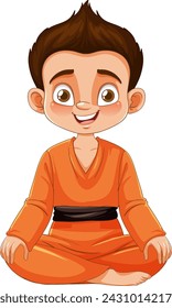 Smiling young boy dressed in martial arts attire