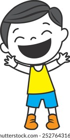 Smiling young boy enjoy life vector art
