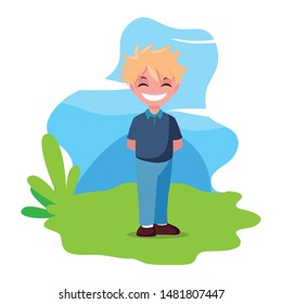 smiling young boy in the outdoors