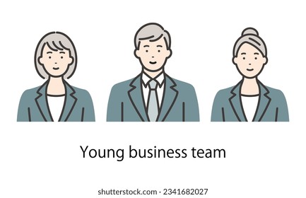 Smiling young business team in suits.