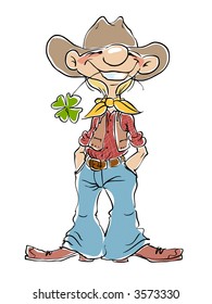 Smiling young cowboy. Vector Illustration.