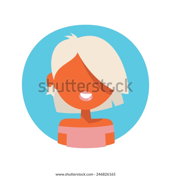 Smiling Young Girl Avatar Character Pink Stock Vector Royalty