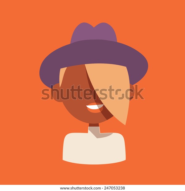 Smiling Young Girl Avatar Character Turtleneck Stock Vector